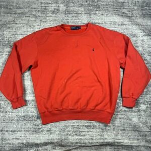 Polo Ralph Lauren Vintage Sweatshirt Mens Medium Salmon Orange Raglan Blue Pony